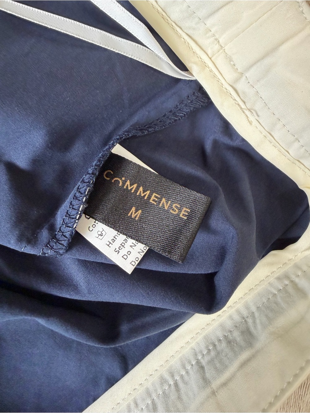 Commense Navy Blue Ivory Contrast Trim Cotton Top Mini Skirt Set Medium NWT - Picture 12 of 12